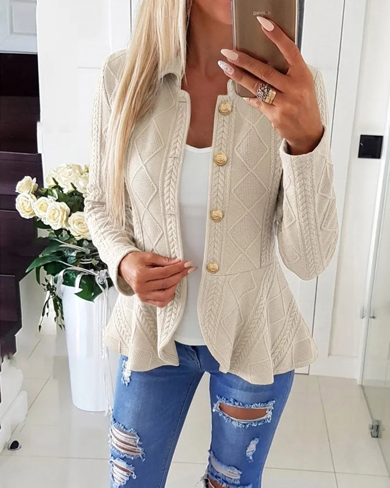 Cardigan donna con motivo chevron e argyle con colletto