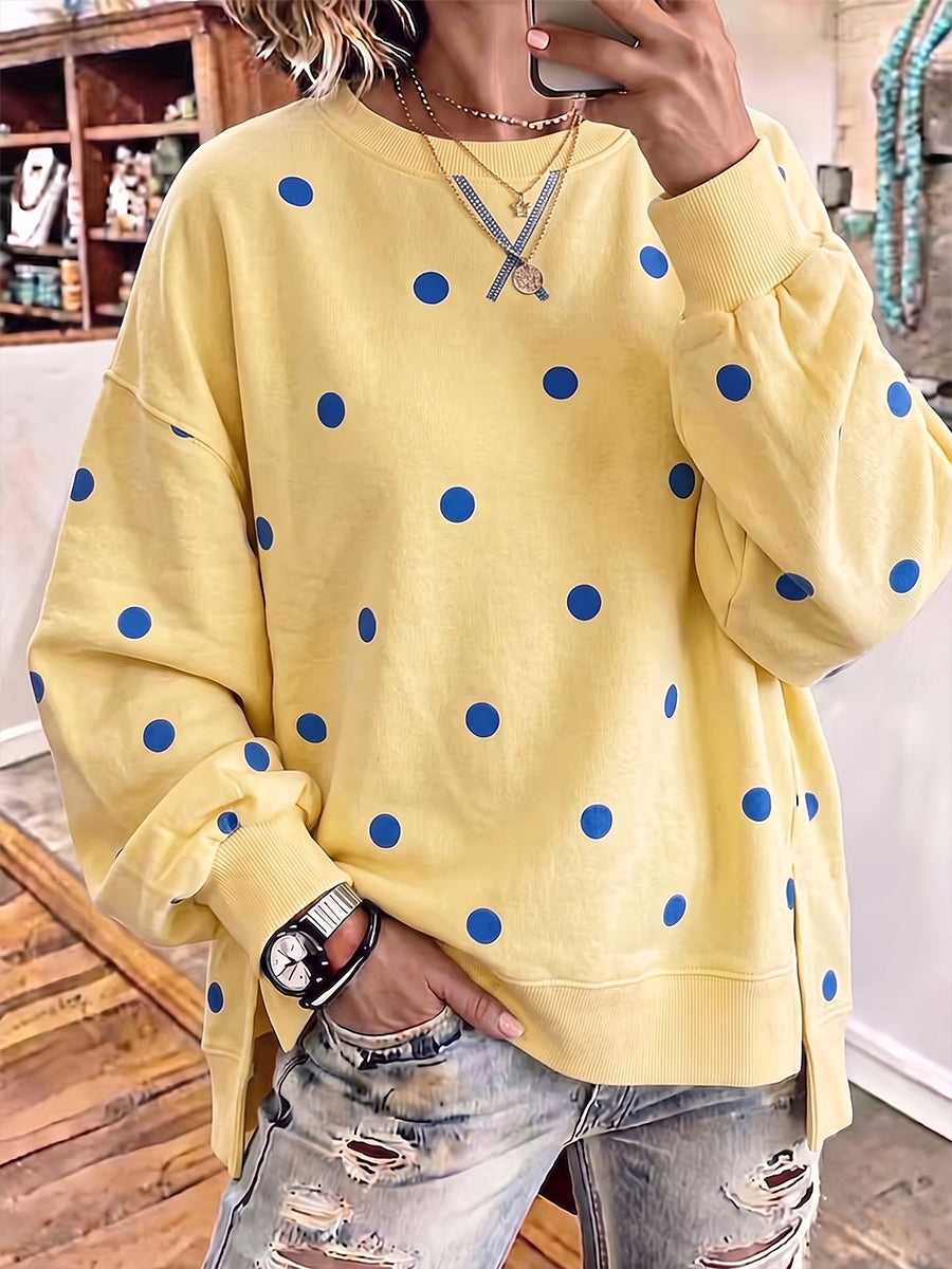 Felpa donna a pois con vestibilità ampia e stile casual