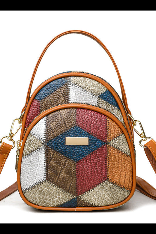 Borsa donna patchwork multicolata con tracolla