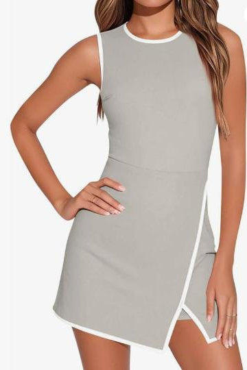 Abito sportivo donna senza maniche con bordo a contrasto