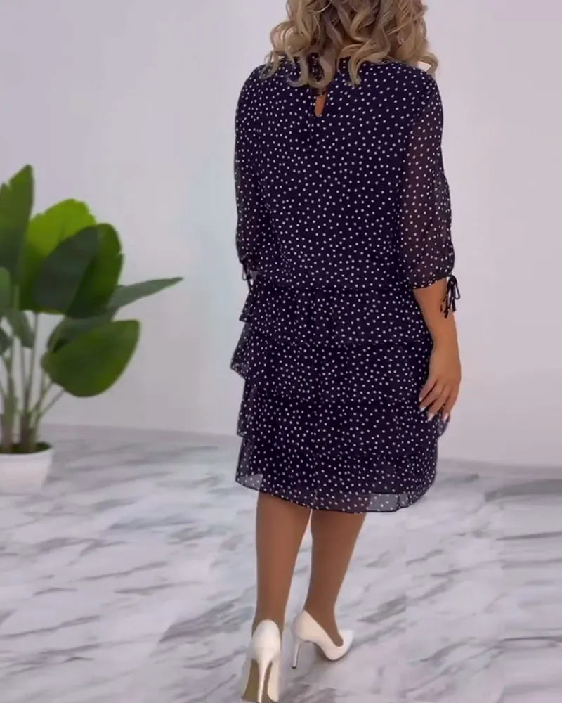 Abito donna a pois con gonna fluida