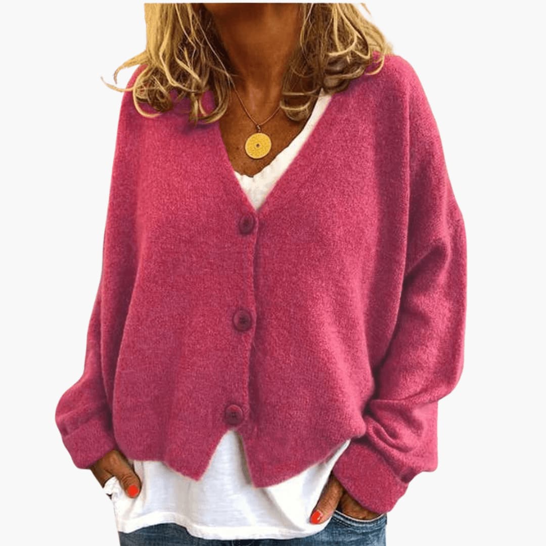 Cardigan donna in maglia con bottoni e vestibilità casual