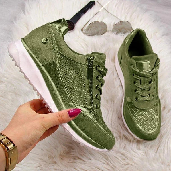 Sneakers donna con zip laterale, lacci e suola ammortizzata