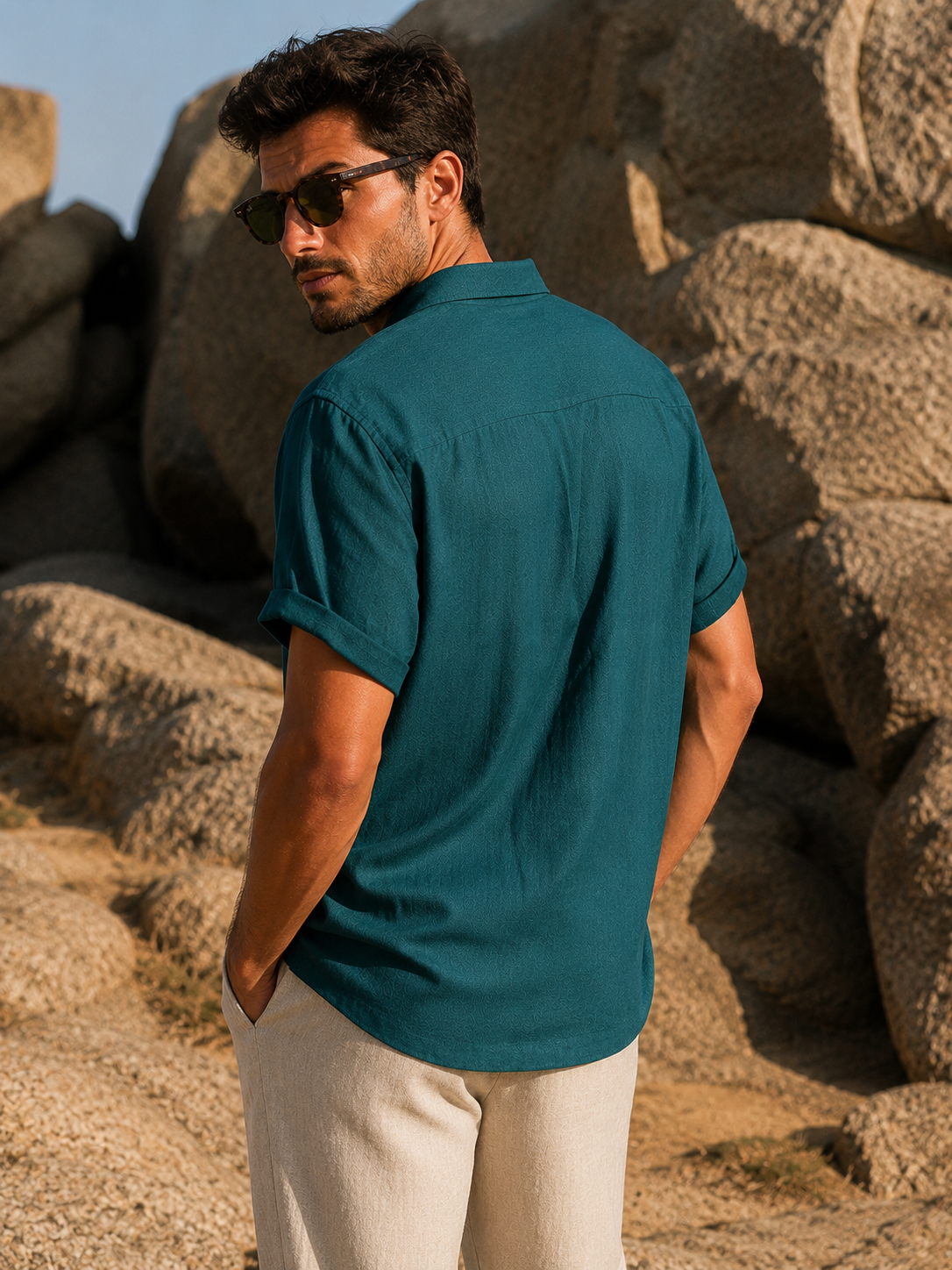 Camicia Estiva Marcello — Verde Petrolio