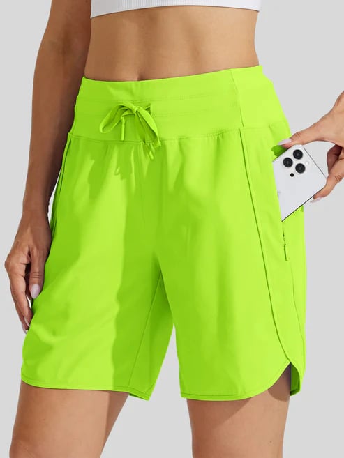 Shorts sportivi donna a vita alta con cordino e tasche