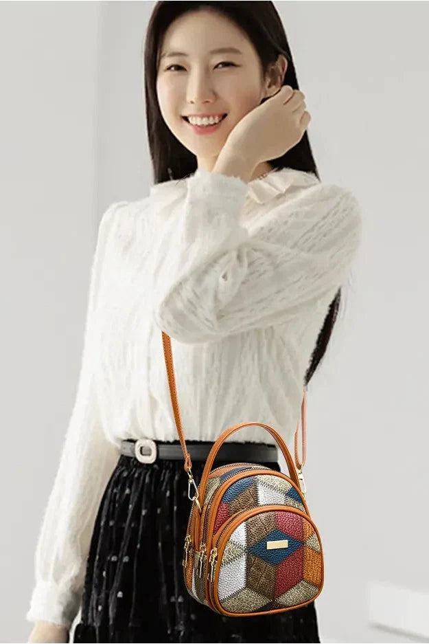 Borsa donna patchwork multicolata con tracolla