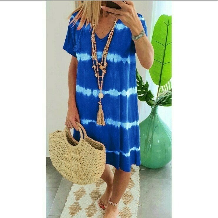 Abito estivo da donna tie-dye con scollo a V