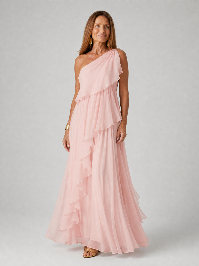 Abito donna maxi monospalla con volant