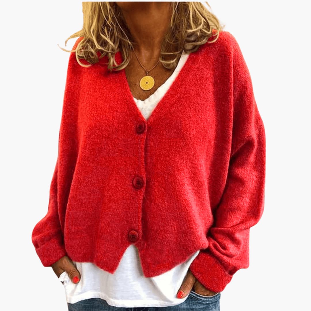 Cardigan donna in maglia con bottoni e vestibilità casual