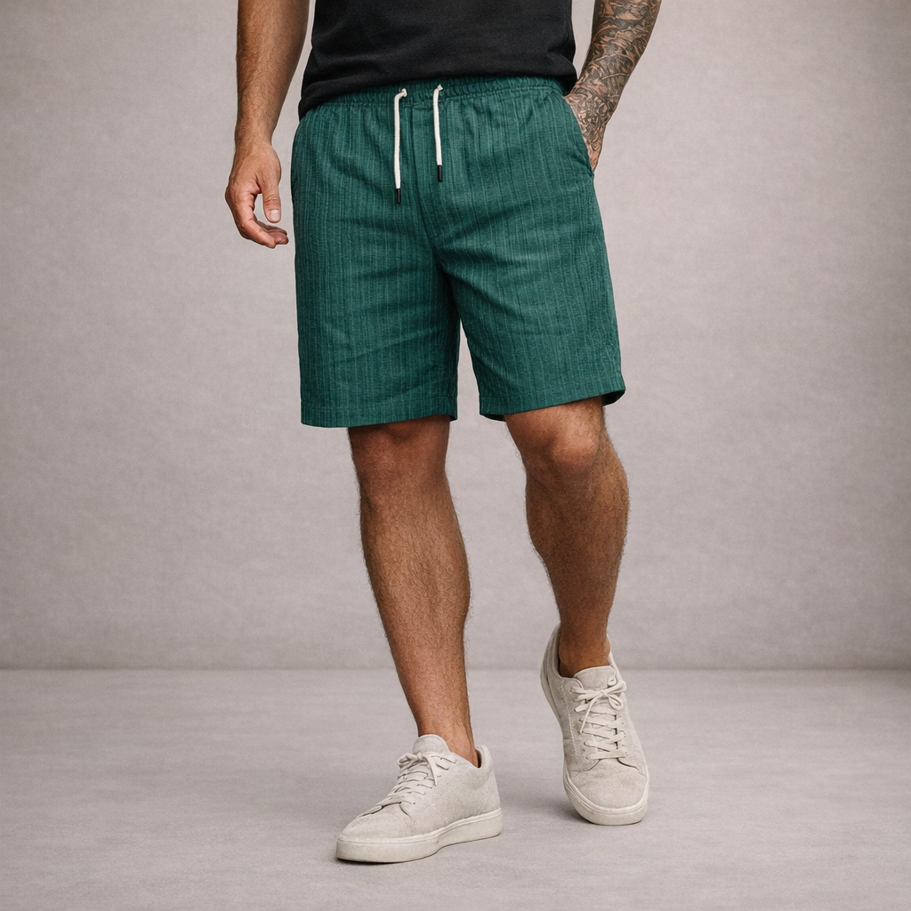 Shorts uomo estivi in lino con vita regolabile