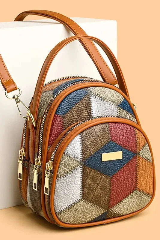 Borsa donna patchwork multicolata con tracolla
