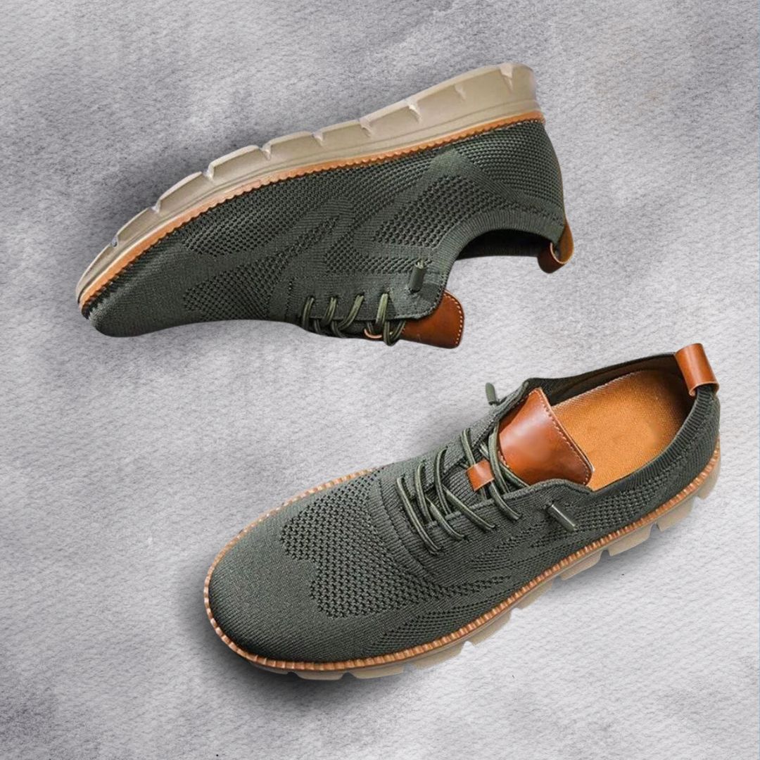 Scarpe uomo in mesh traspirante con lacci e suola in gomma