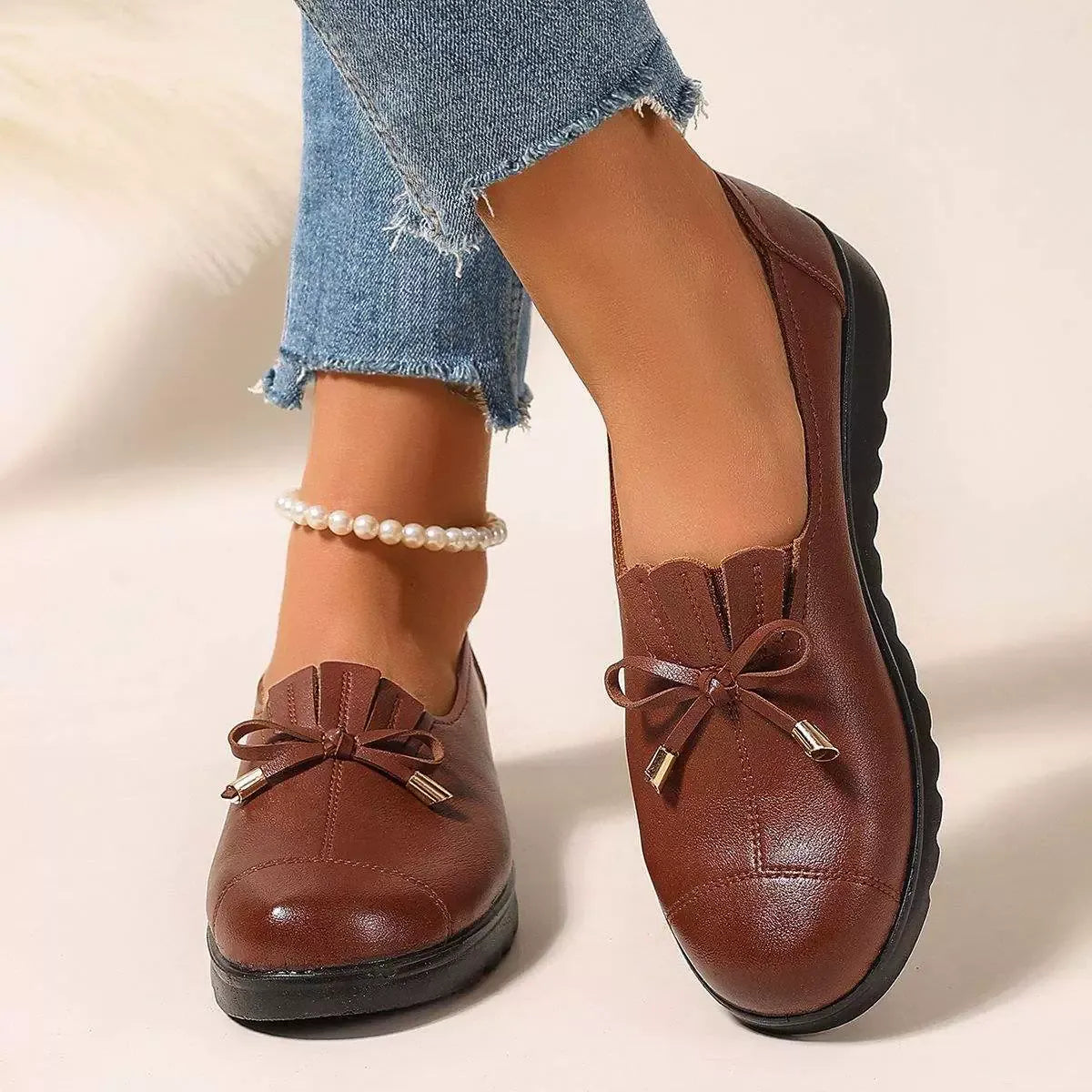 Mocassini donna con fiocco e suola platform