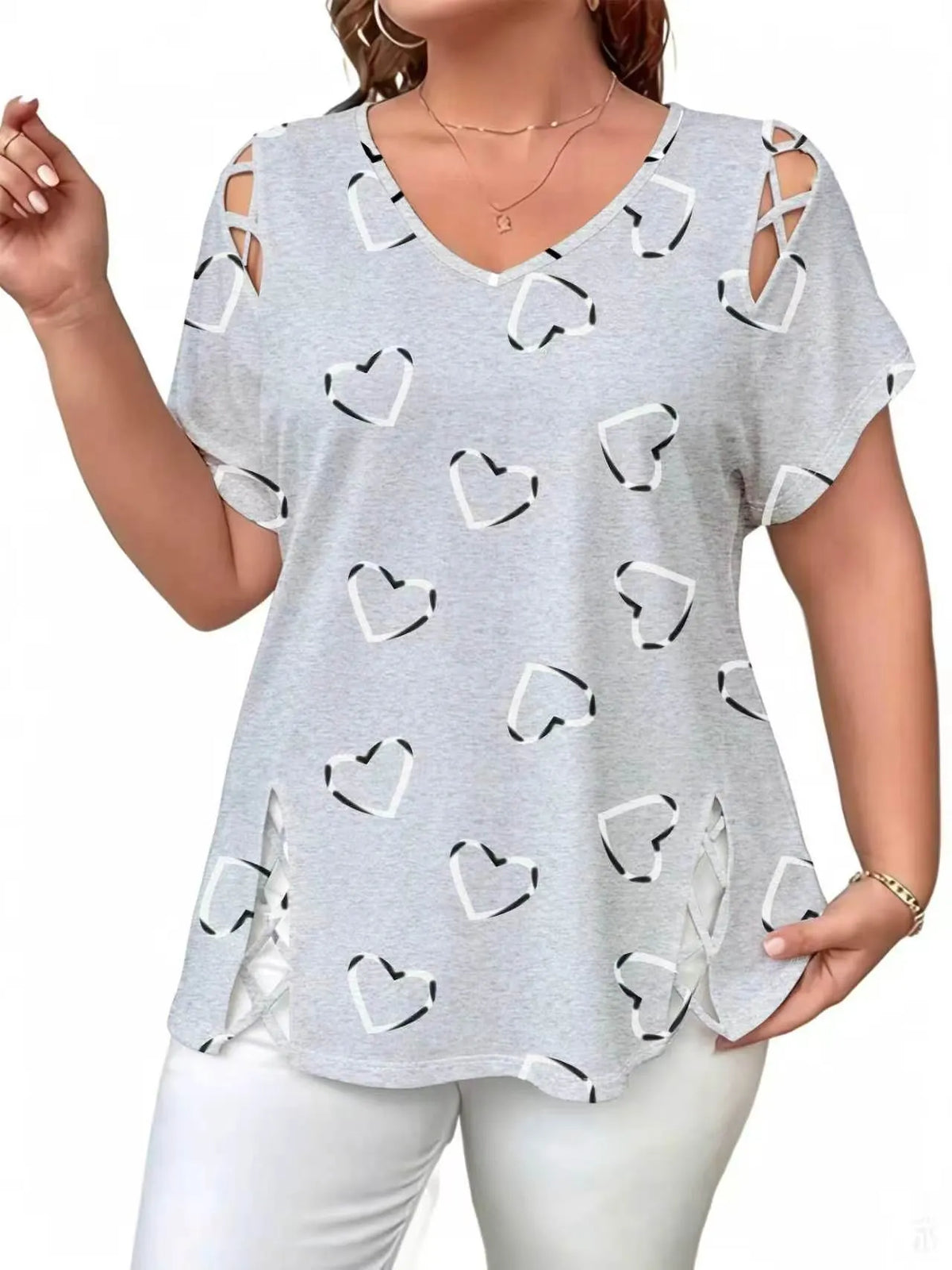 Blusa donna con stampa tie-dye e dettagli intrecciati