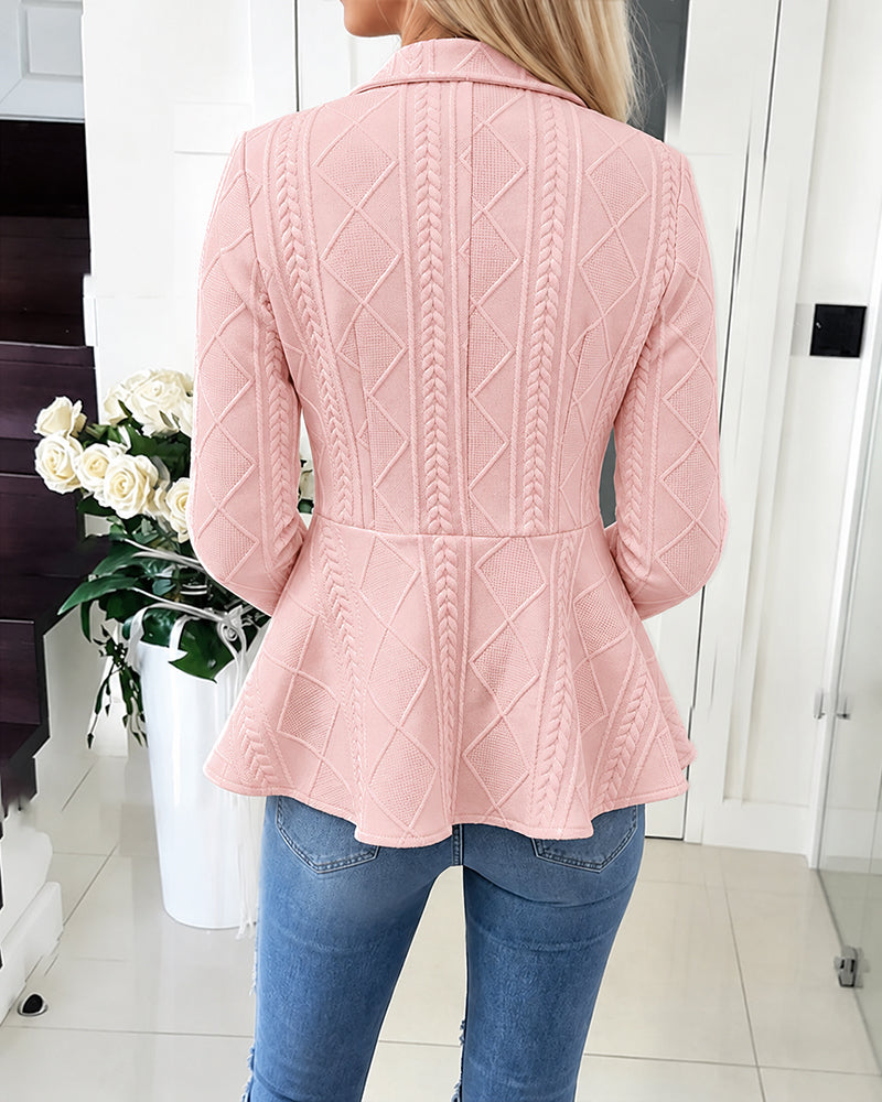 Cardigan donna con motivo chevron e argyle con colletto