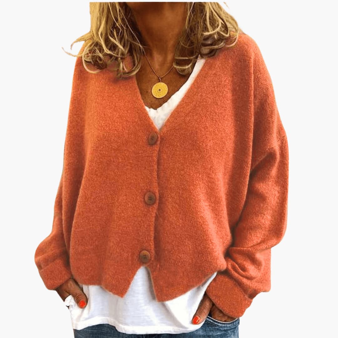 Cardigan donna in maglia con bottoni e vestibilità casual