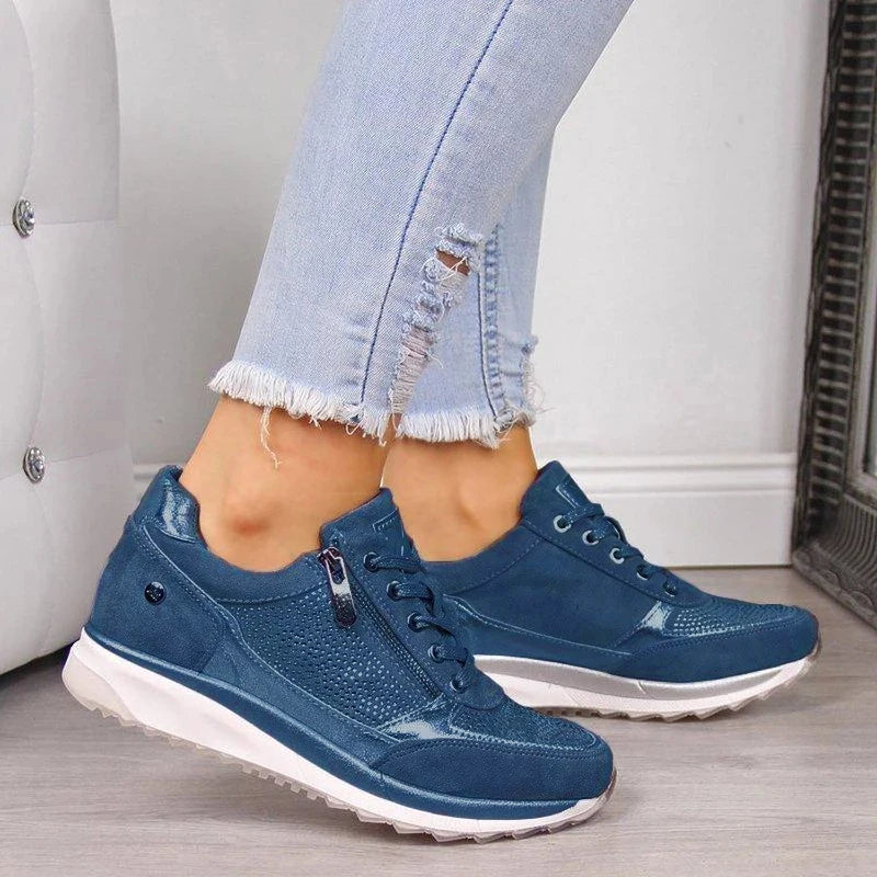 Sneakers donna con zip laterale, lacci e suola ammortizzata