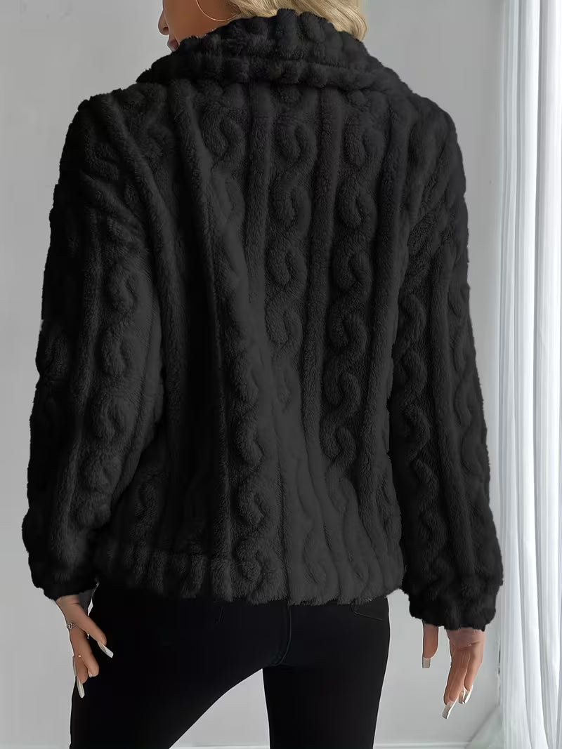 Giacca teddy donna con cappuccio e bottoni