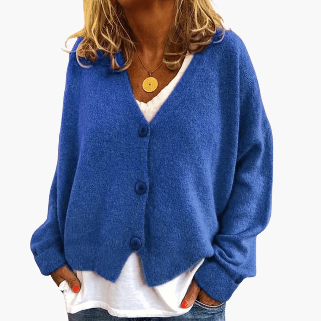 Cardigan donna in maglia con bottoni e vestibilità casual