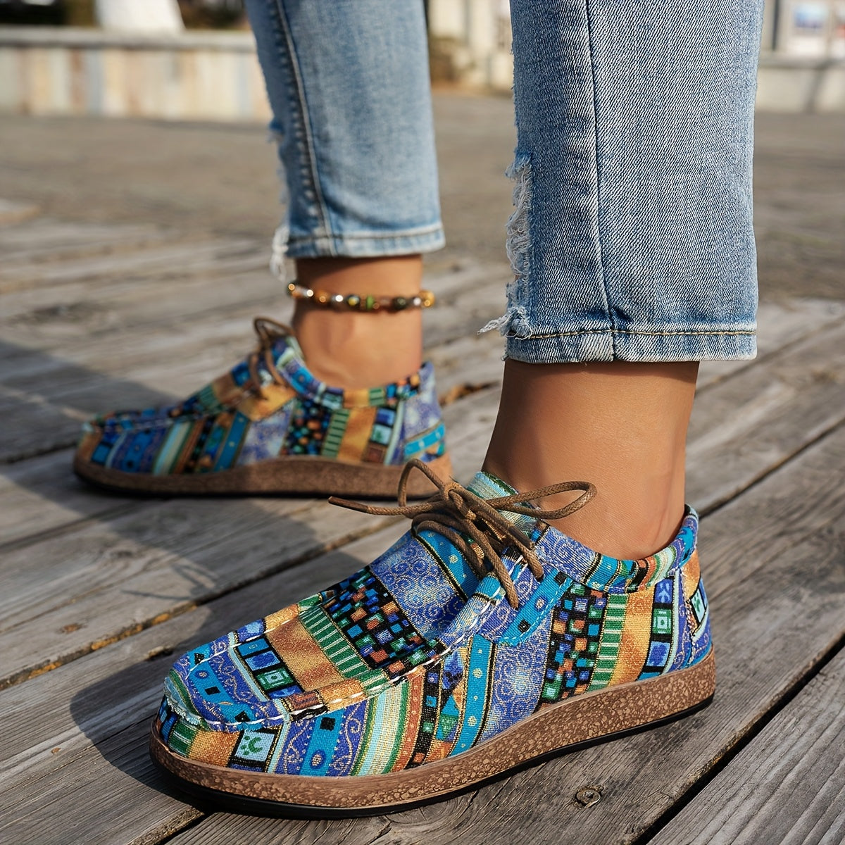 Sneakers donna patchwork in tela e PU con lacci