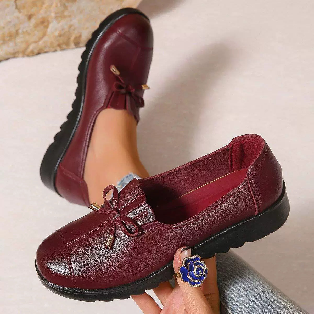 Mocassini donna con fiocco e suola platform