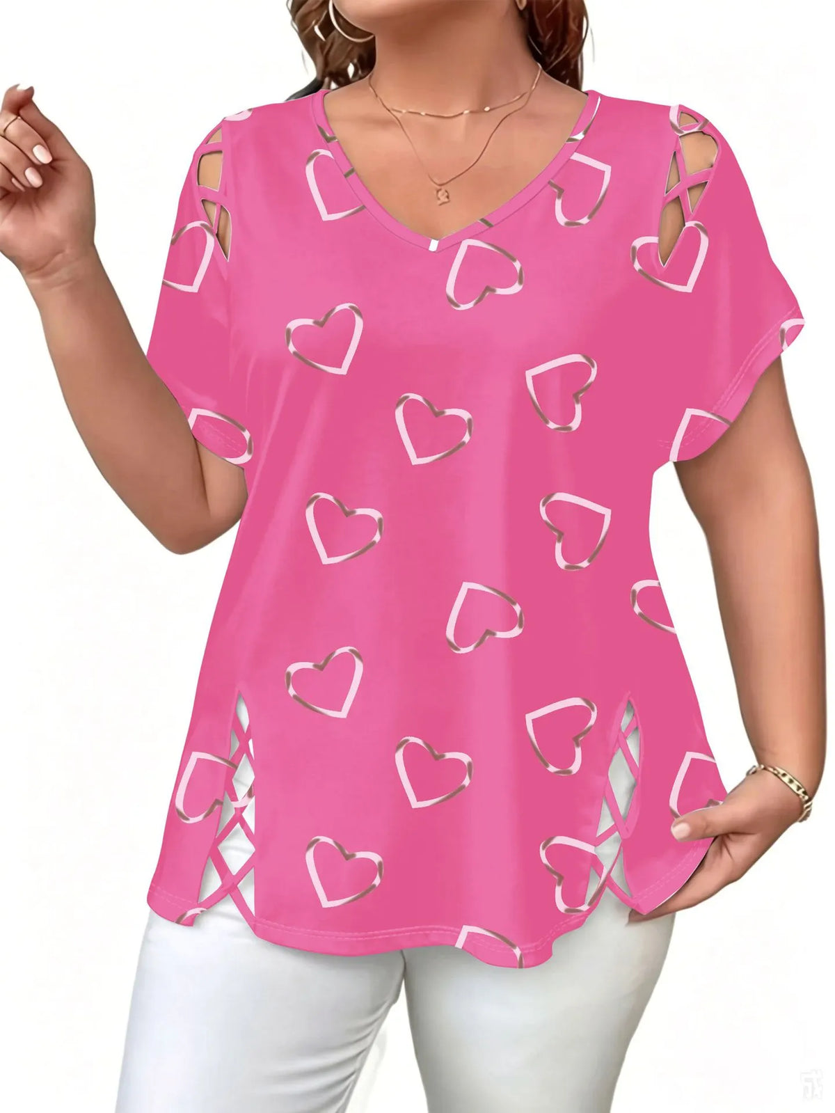 Blusa donna con stampa tie-dye e dettagli intrecciati