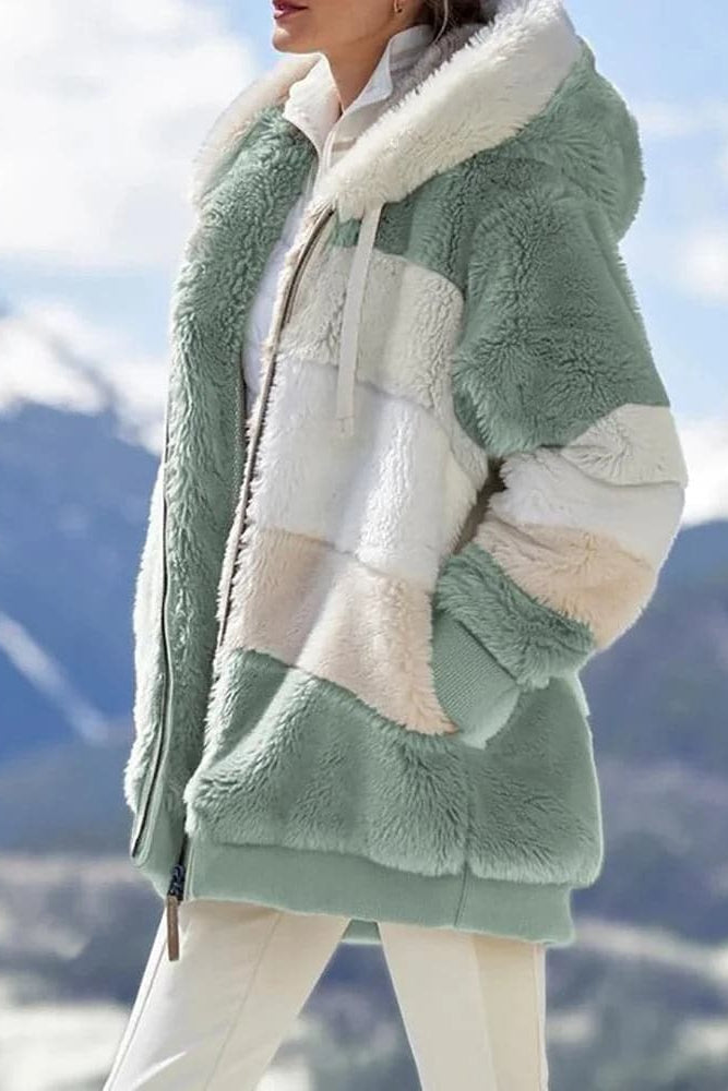 Giacca donna calda con cappuccio e zip