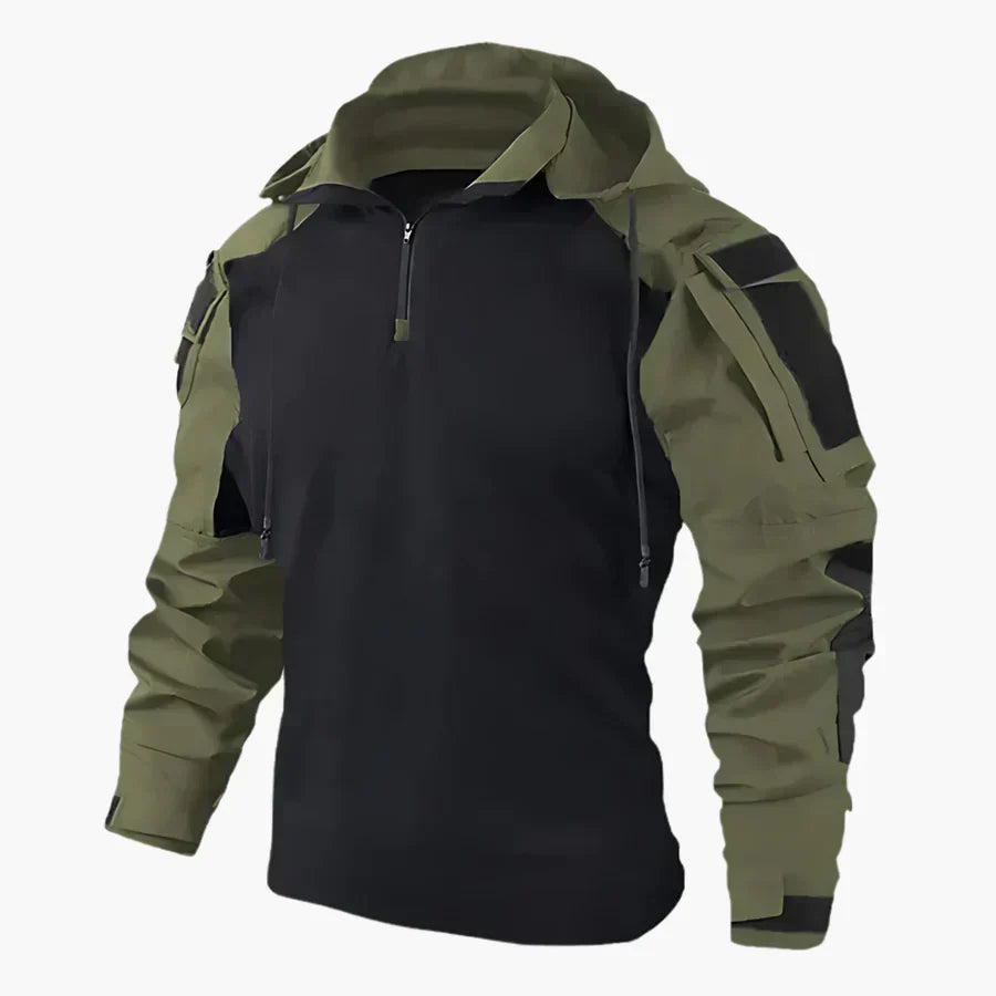 Felpa uomo outdoor con cappuccio e maniche camouflage