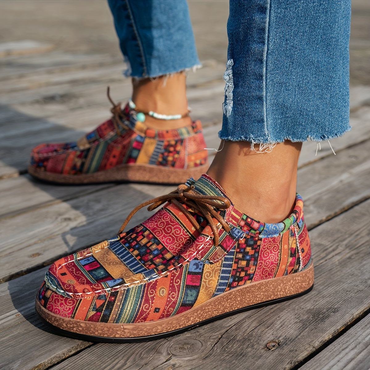 Sneakers donna patchwork in tela e PU con lacci