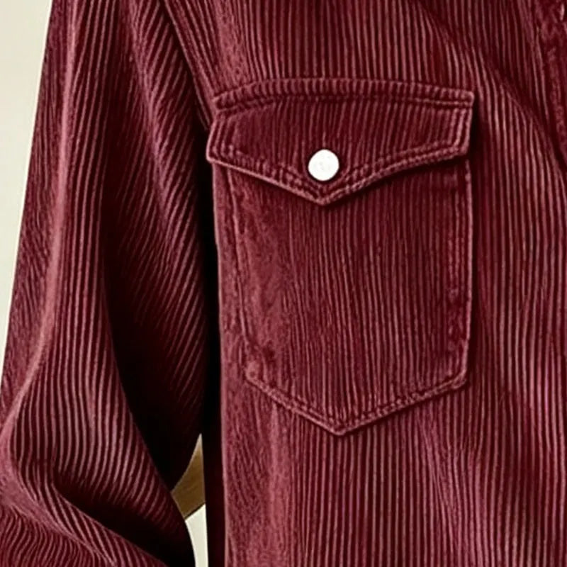 Camicia donna in velluto a coste con bottoni e tasche