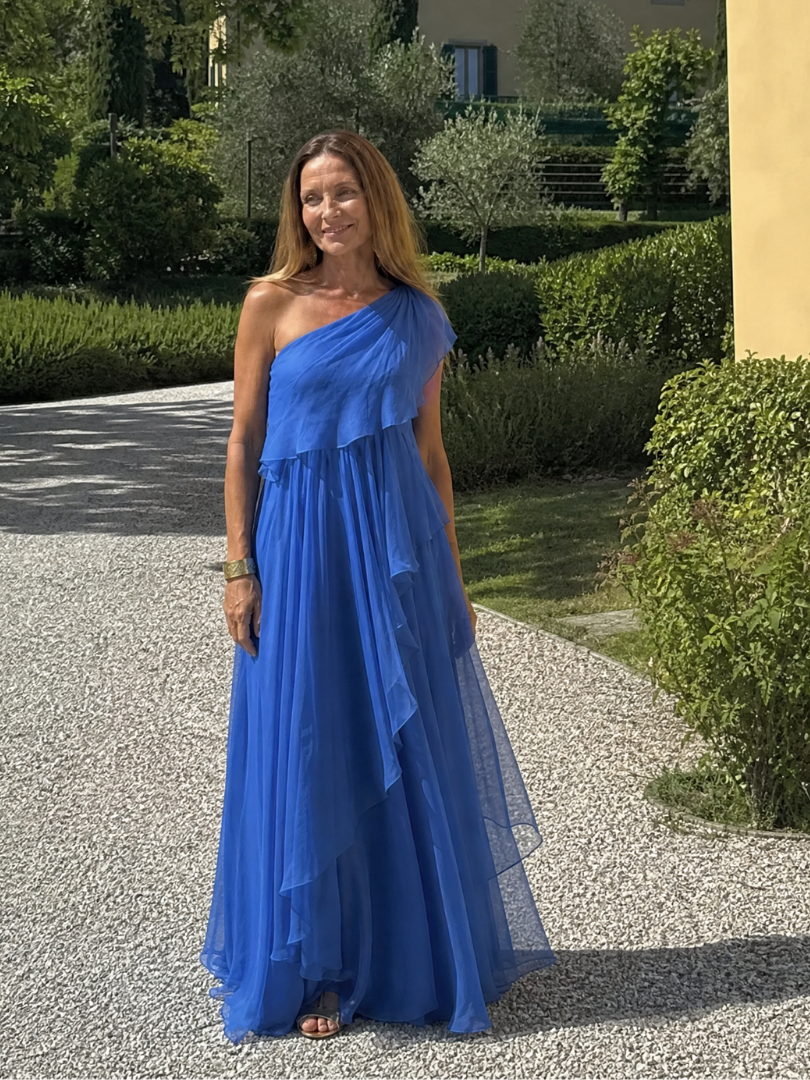 Abito donna maxi monospalla con volant