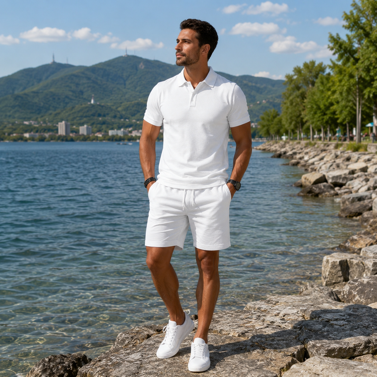 Completo uomo estivo con polo e shorts coordinati