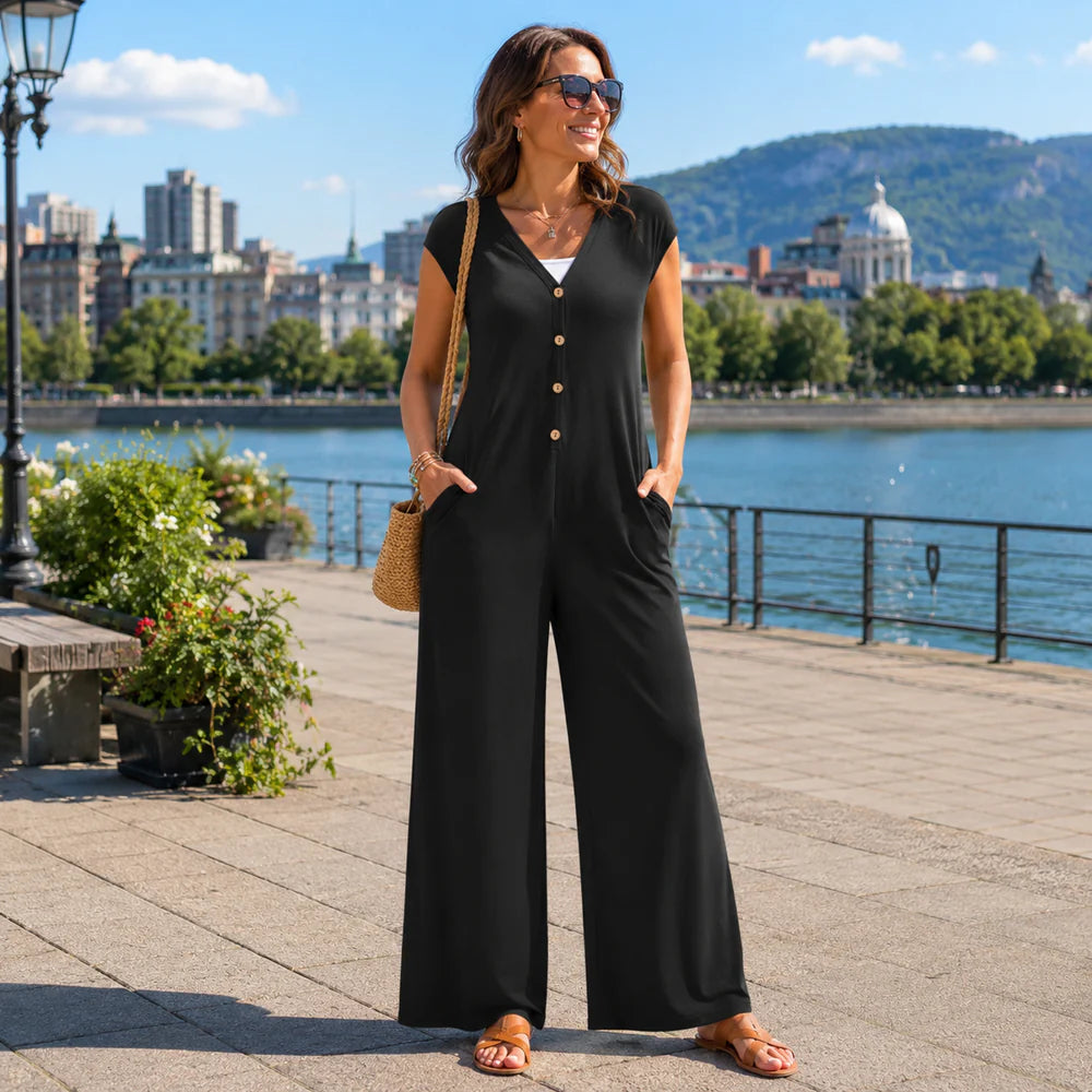 Tuta da donna elegante estiva con pantaloni larghi