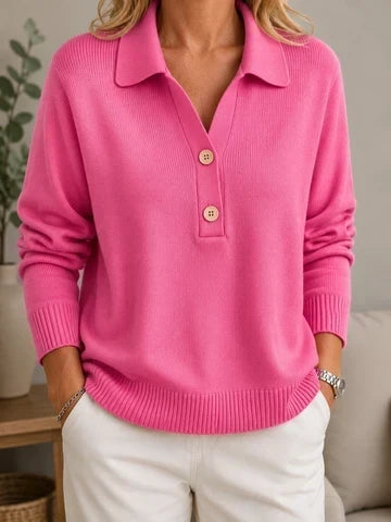 Maglione donna morbido con colletto e bottoni