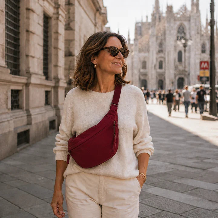 Borsa a tracolla donna in nylon con tasche zip