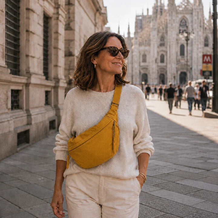 Borsa a tracolla donna in nylon con tasche zip