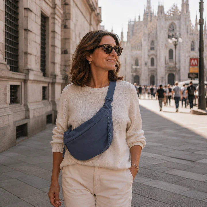 Borsa a tracolla donna in nylon con tasche zip