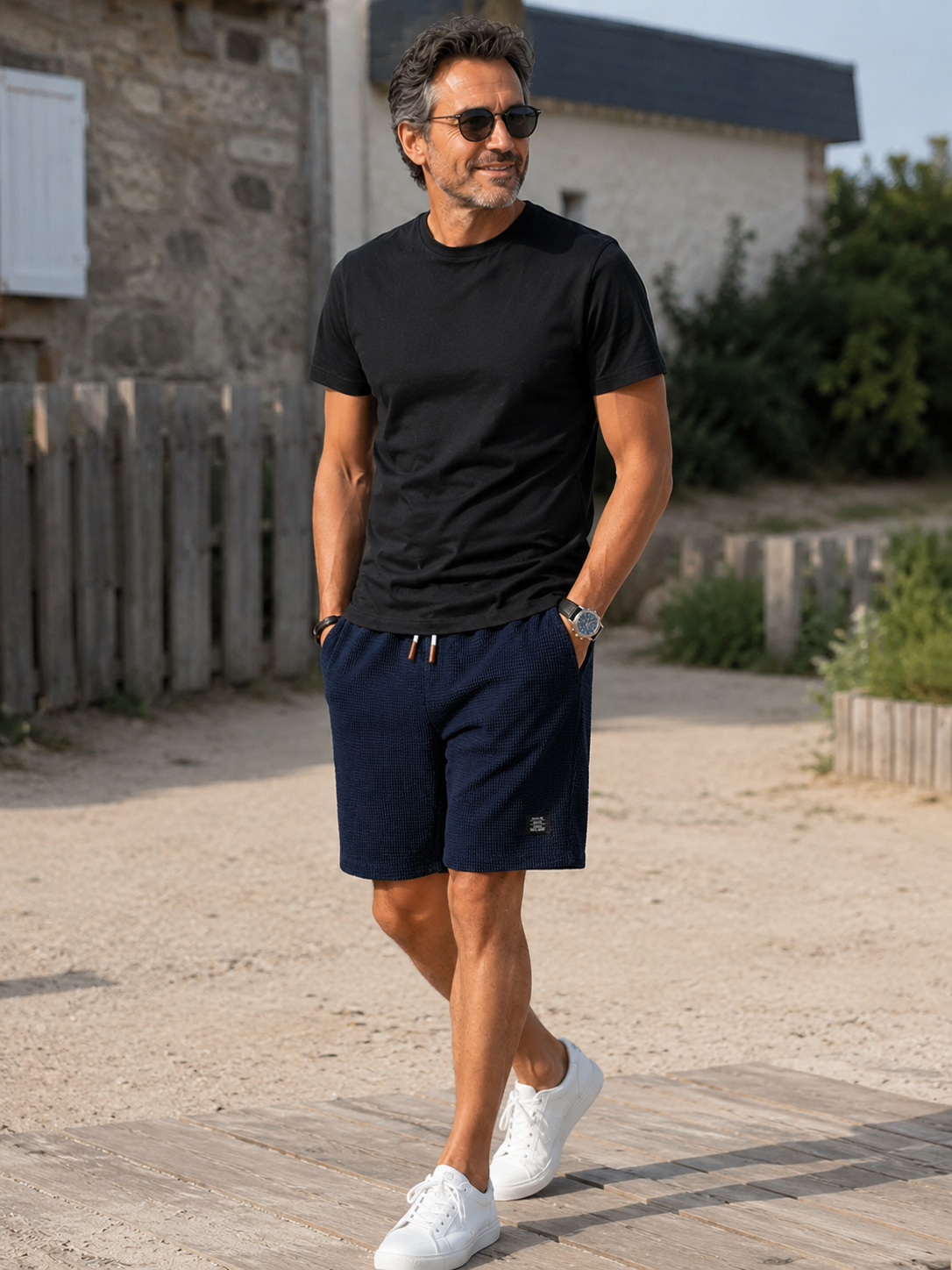 Short uomo estivi testurizzati con vita elastica