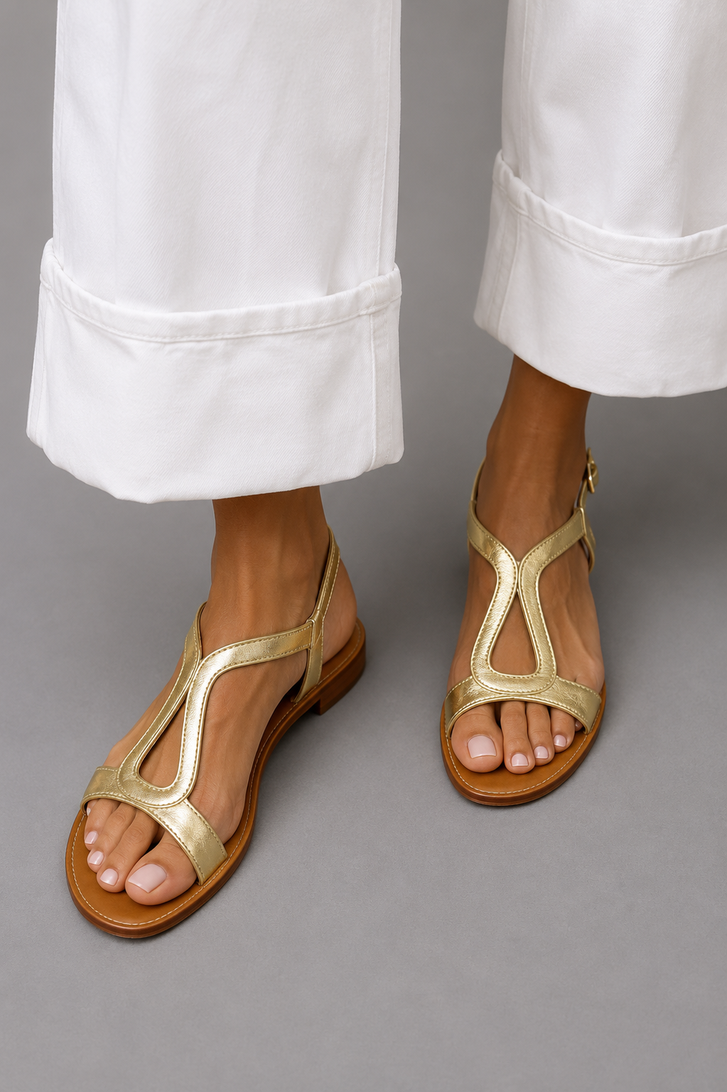 Sandali donna metallizzati con cinturino aperto