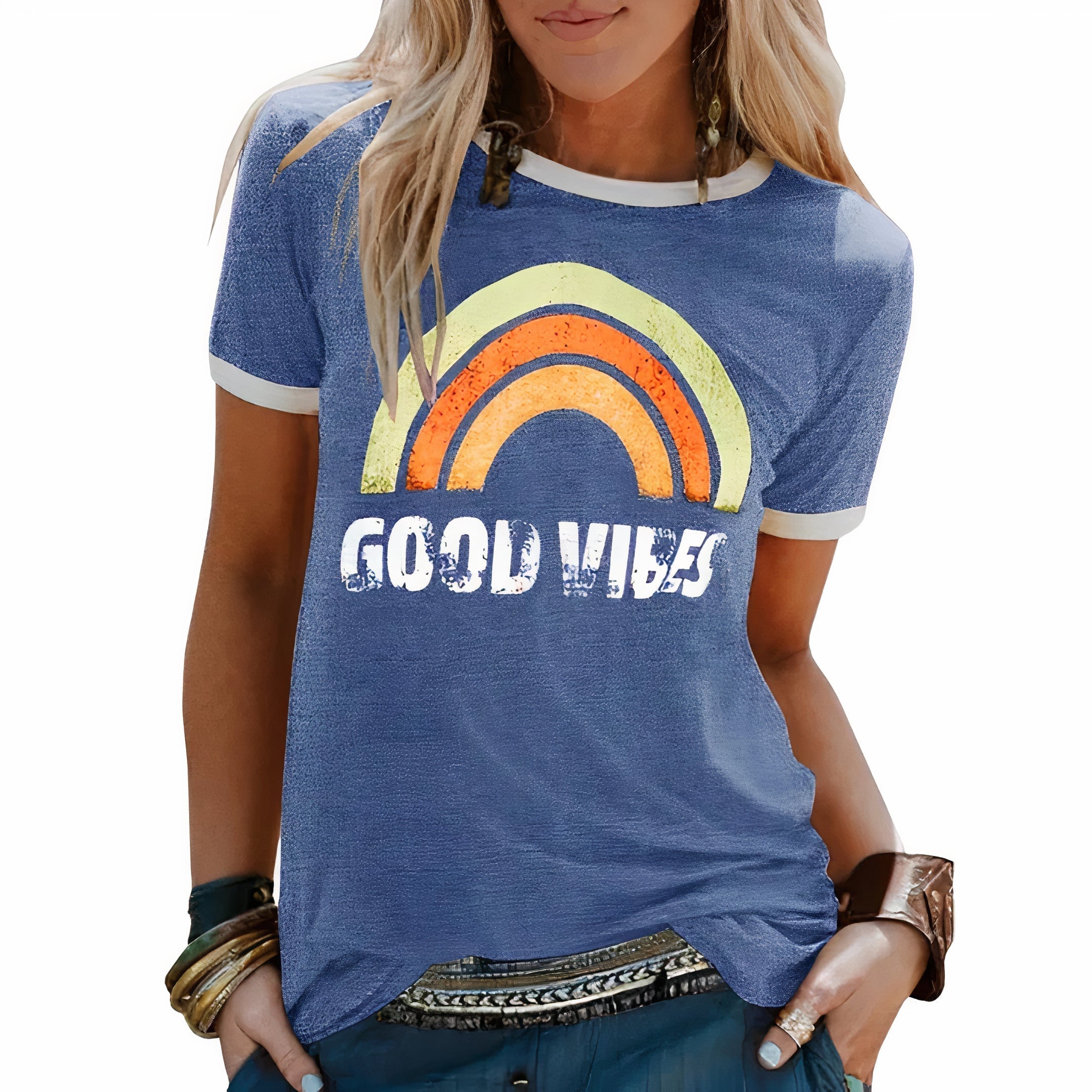 T-shirt da donna casual con stampa rétro