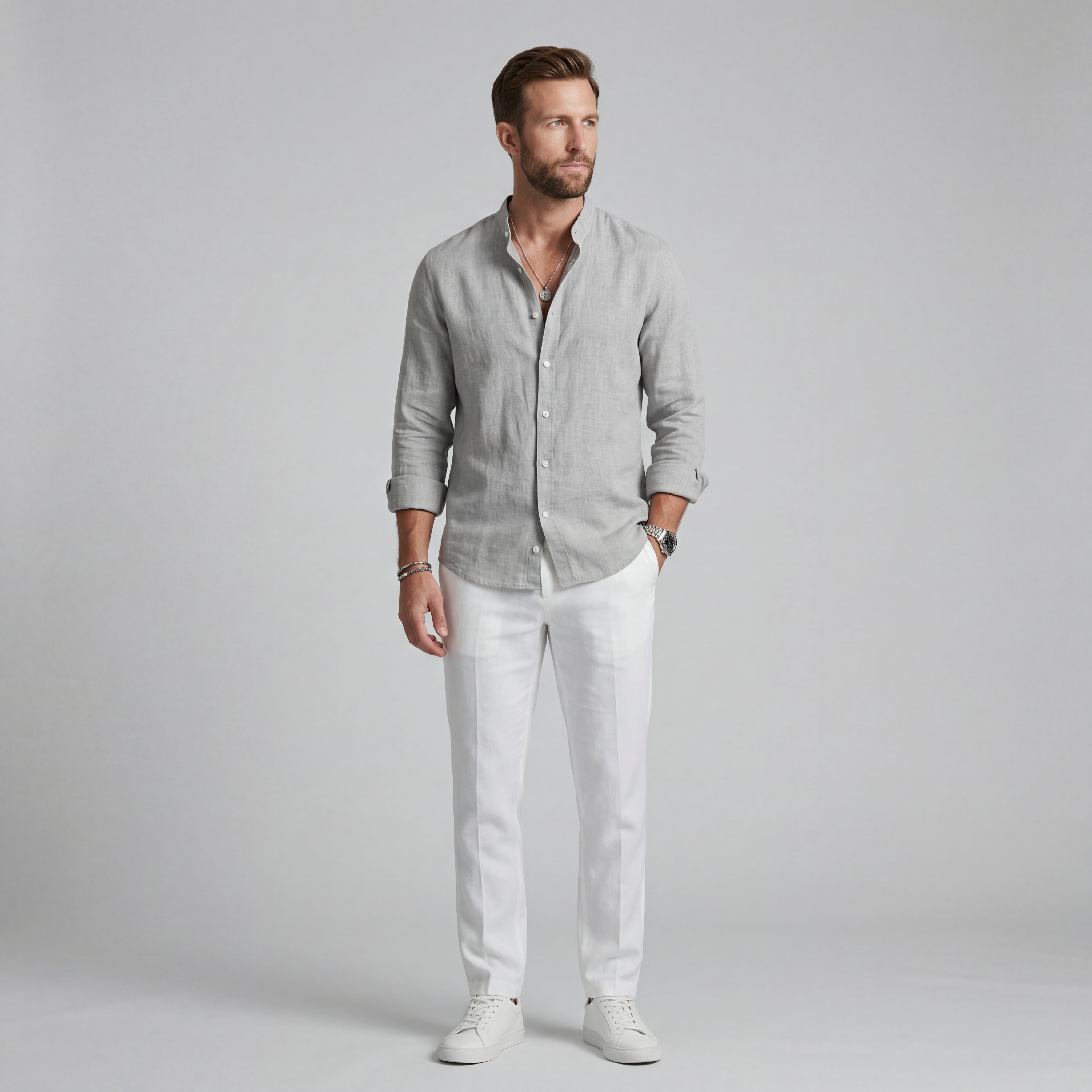 Camicia uomo estiva in cotone poliestere con bottoni