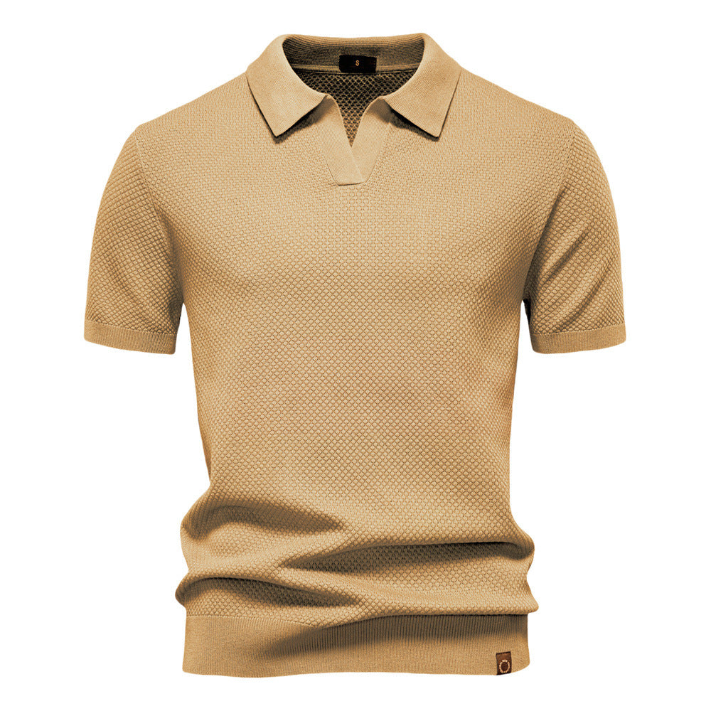 Polo uomo strutturato con colletto aperto moderno