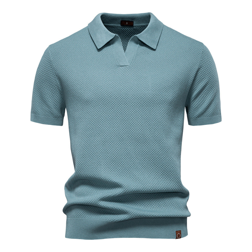 Polo uomo strutturato con colletto aperto moderno