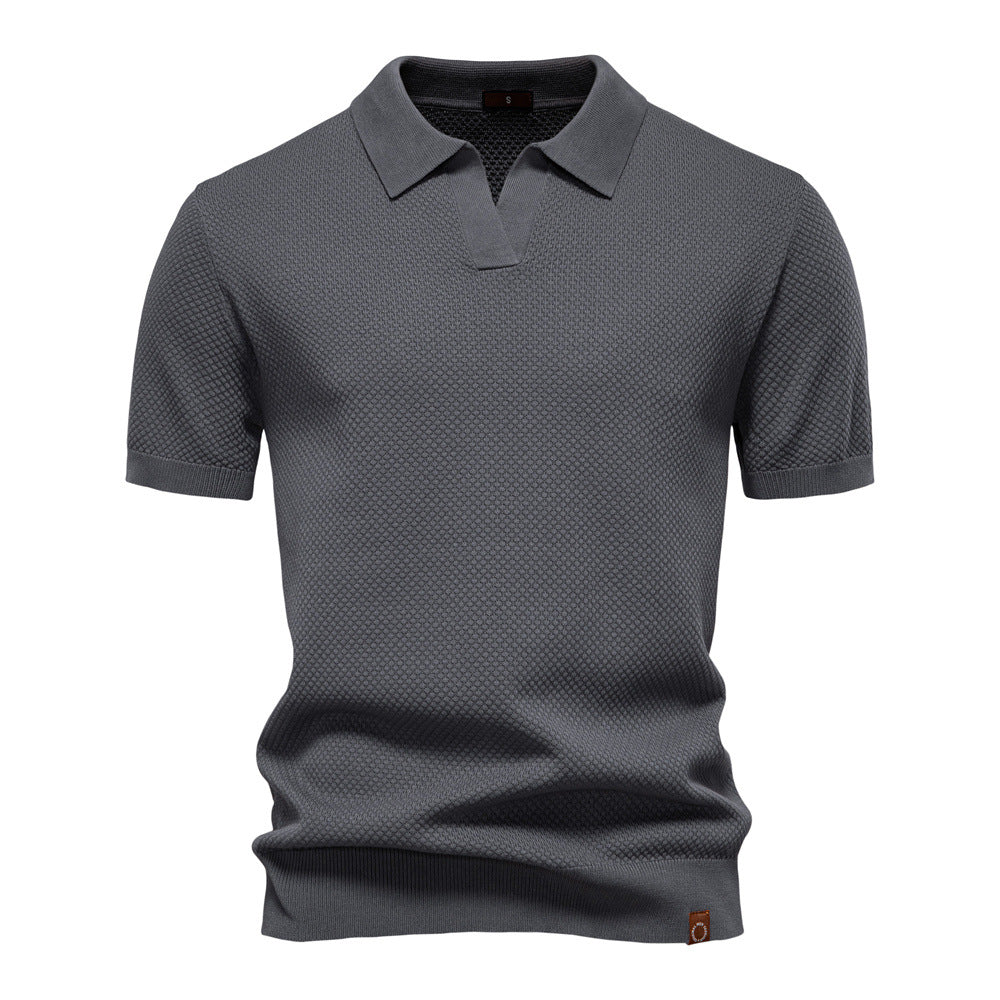 Polo uomo strutturato con colletto aperto moderno