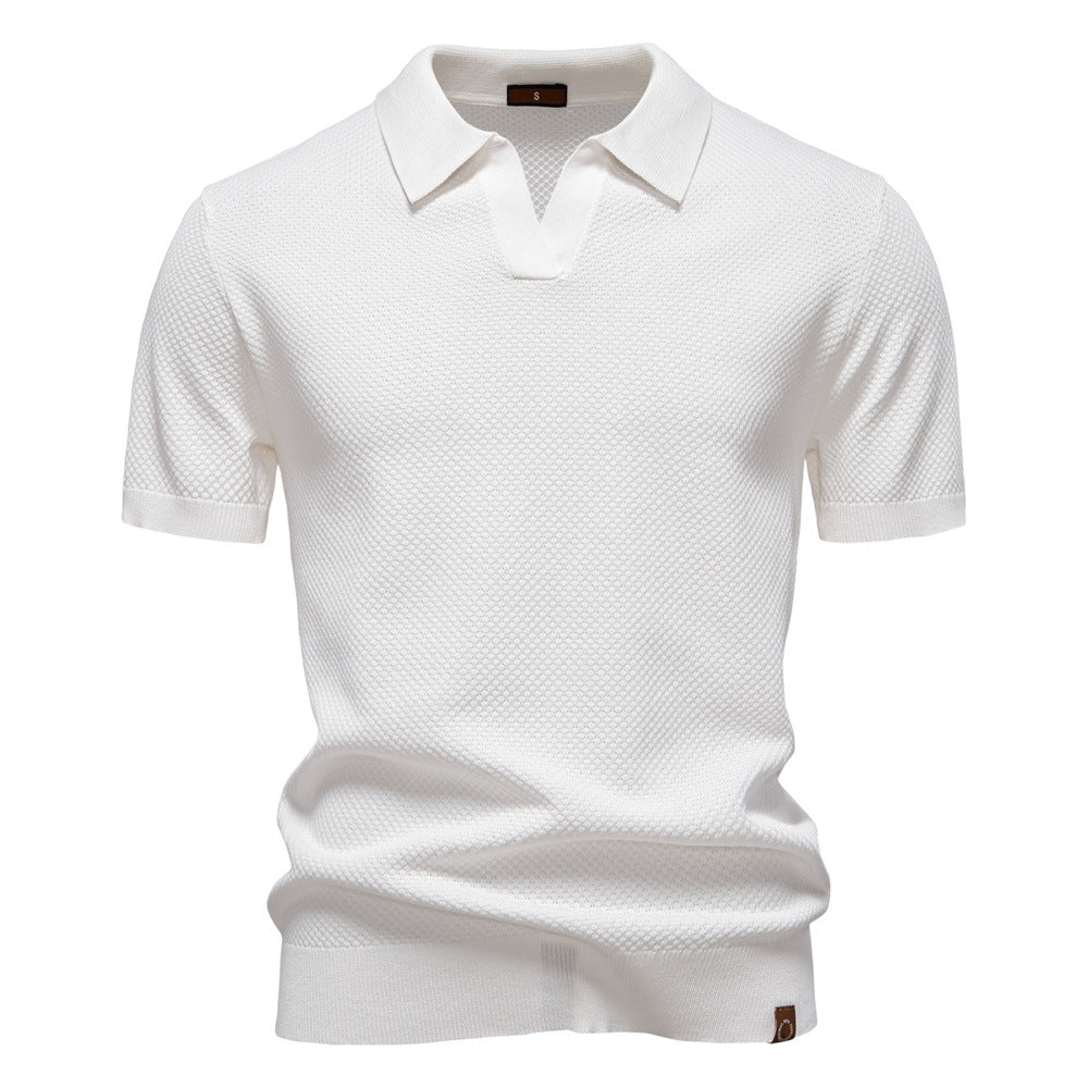 Polo uomo strutturato con colletto aperto moderno