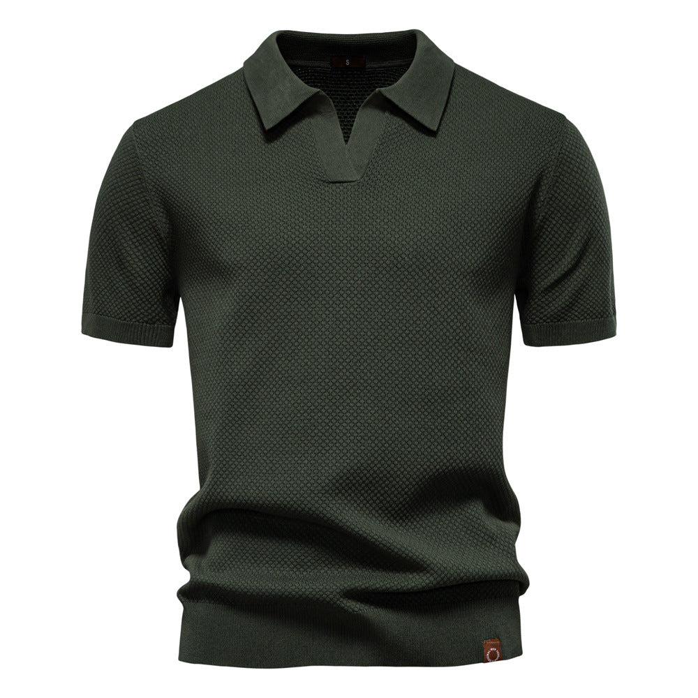 Polo uomo strutturato con colletto aperto moderno