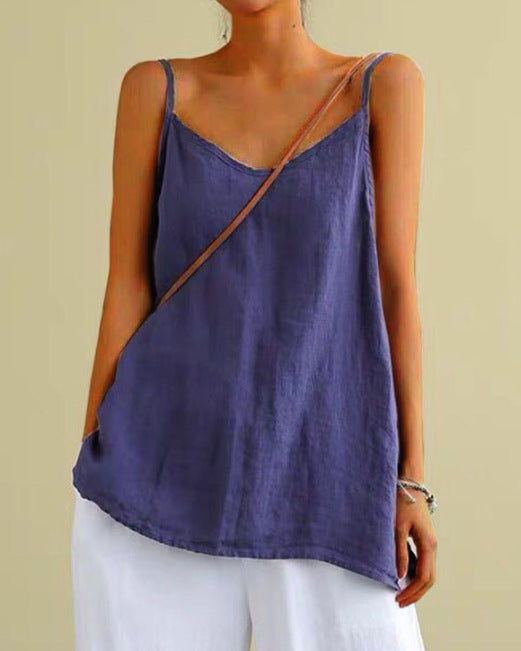 Top estivo da donna con scollo a V e spalline sottili