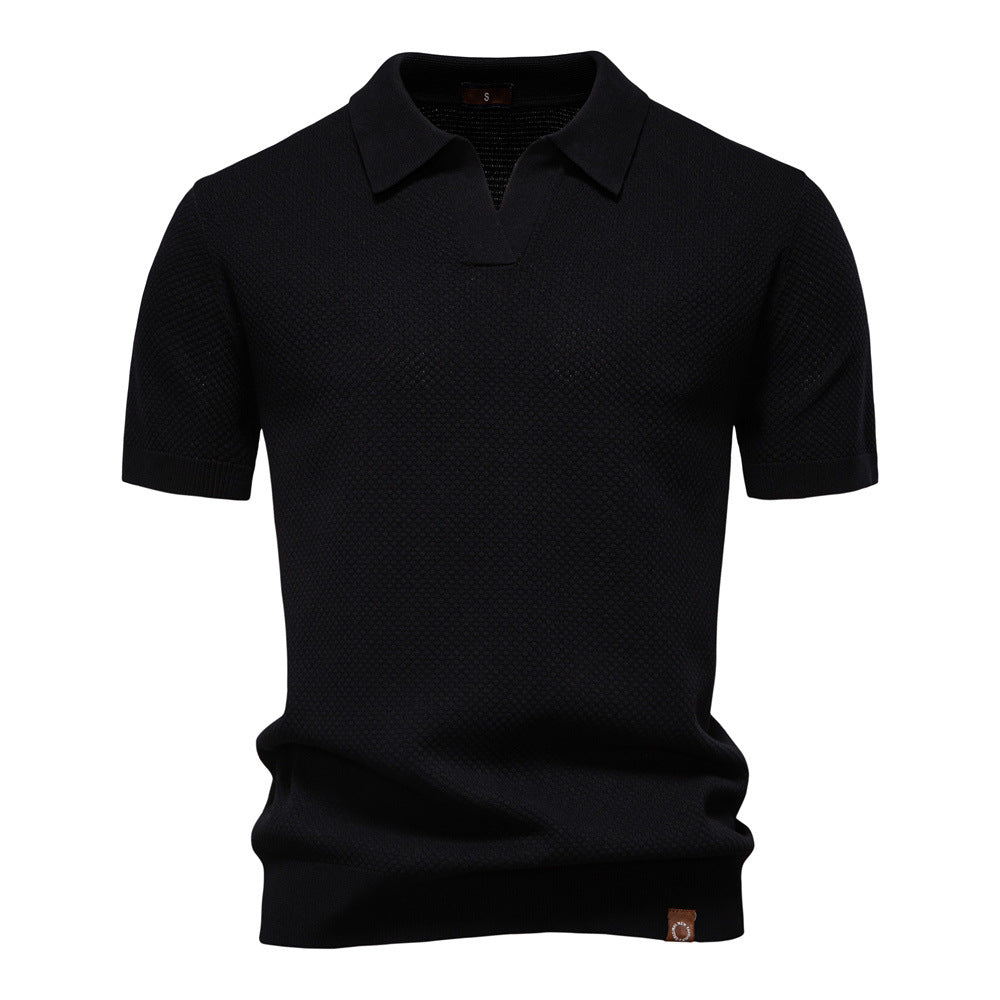 Polo uomo strutturato con colletto aperto moderno