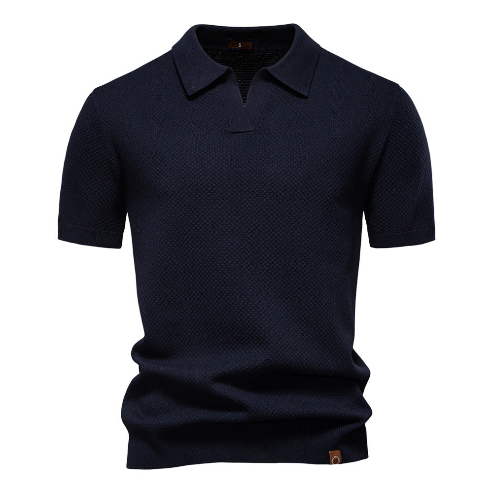 Polo uomo strutturato con colletto aperto moderno