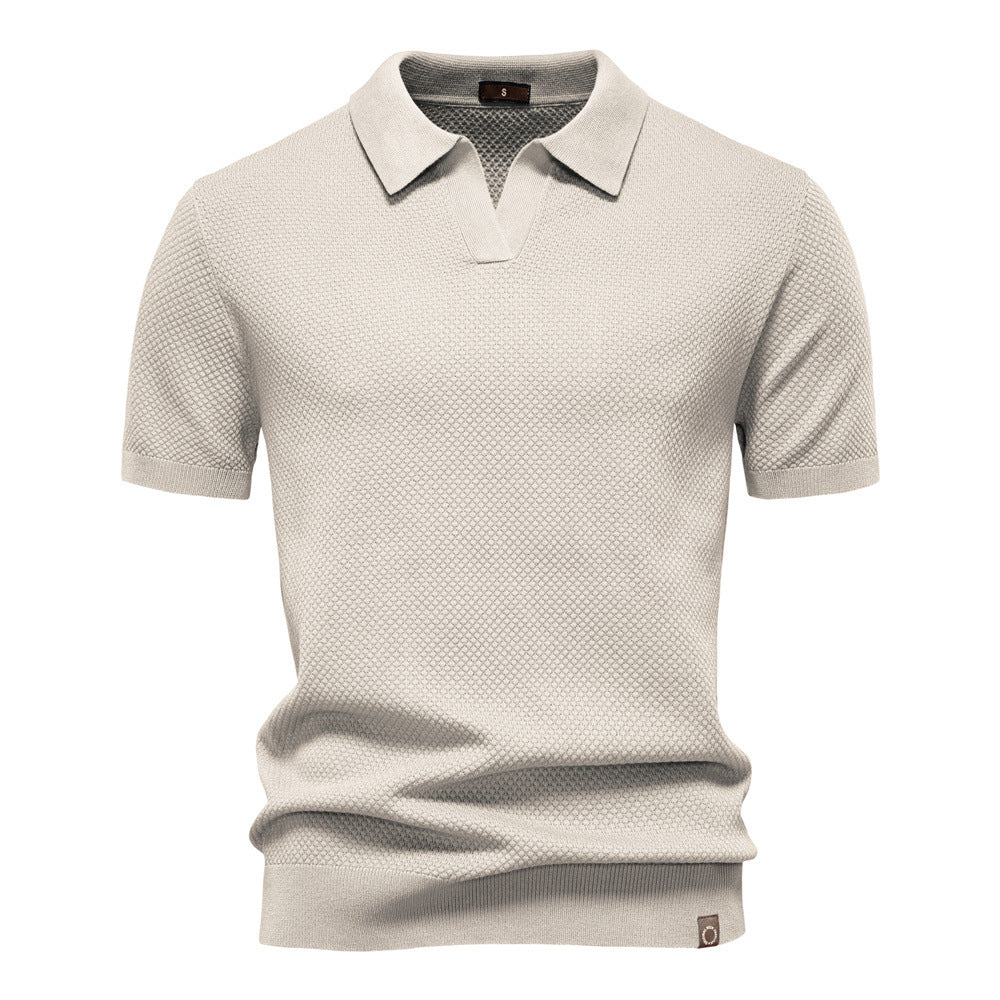 Polo uomo strutturato con colletto aperto moderno